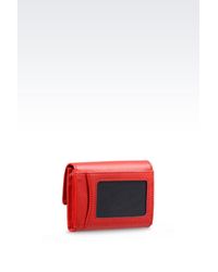 Emporio Armani | Pink Button Wallet In Boarded Calfskin With Key Ring | Lyst