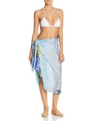Echo Blue Zigzag Striped Pareo Swim Cover - Up