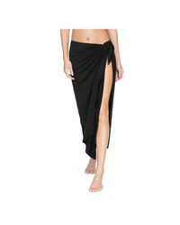 Robin Piccone Black Ava Long Pareo Swim Cover - Up