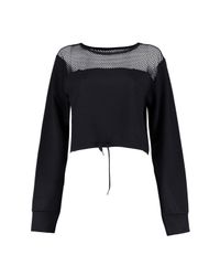 Boohoo Black Ellie Sports Mesh Drawstring Sweatshirt