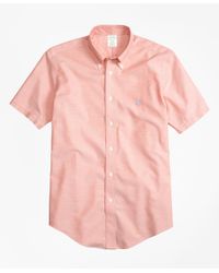 Brooks Brothers Orange Non-iron Brookscool® Milano Fit Short-sleeve Sport Shirt for men