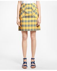Brooks Brothers Purple A-line Cotton Plaid Skirt
