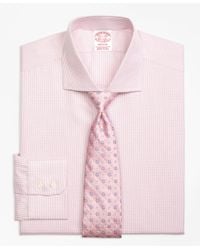 Brooks Brothers Pink Madison Classic-fit Dress Shirt, Framed Check for men