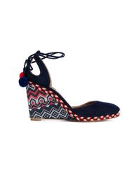 Aquazzura - Black 'palm Beach' Embroidered Wedge Pumps - Lyst
