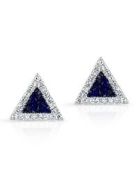 Anne Sisteron | Black 14kt White Gold Lapis Lazuli Diamond Triangle Stud Earrings | Lyst