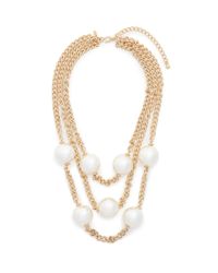 Kenneth Jay Lane | White Three Strand Glass Pearl Opera Necklace | Lyst