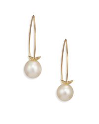 Mizuki | Metallic Sea Of Beauty 12Mm White Freshwater Pearl, Diamond & 14K Yellow Gold Drop Earrings | Lyst