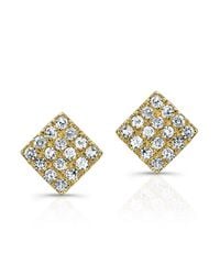 Anne Sisteron - 14kt Yellow Gold Diamond Mini Square Stud Earrings - Lyst