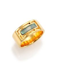 A Peace Treaty | Metallic Tiya Inset Chrysoprase Band Ring | Lyst