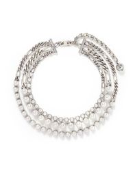 Lanvin | Metallic Glass Pearl Curb Chain Necklace | Lyst