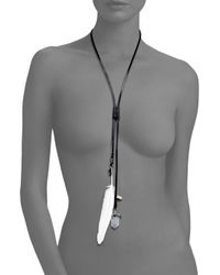 Ann Demeulemeester | Black Kenya Feather, Crystal, Sterling Silver & Leather Necklace | Lyst