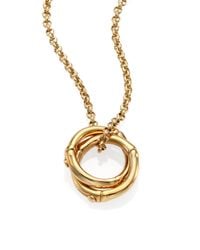 John Hardy | Metallic Bamboo 18k Yellow Gold Small Round Interlinking Pendant Necklace | Lyst