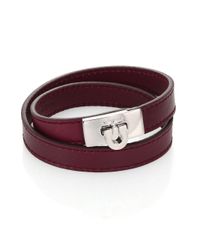 Ferragamo | Purple Gancio Leather Wrap Bracelet for Men | Lyst