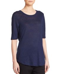 Vince | Blue Linen Slub Tee | Lyst