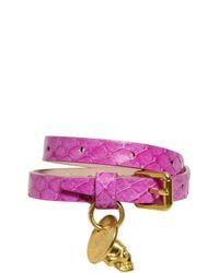Alexander McQueen | Purple Skull Charm Water Snake Bracelet | Lyst