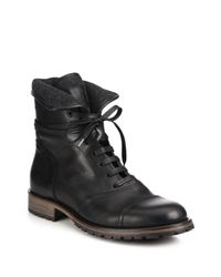 Belstaff | Black Faystar Wool-detail Leather Boots for Men | Lyst