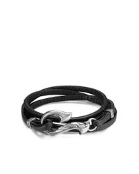 John Hardy | Black Dayak Leather Hook Bracelet for Men | Lyst