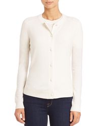 Saks Fifth Avenue | White Wool/cashmere Lace-panel Cardigan | Lyst
