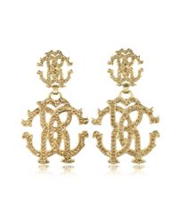 Roberto Cavalli | Metallic Rc Lux Signature Earrings W/Crystal | Lyst