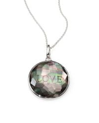 Ippolita | Green Black Shell, Clear Quartz & Sterling Silver Carved "love" Doublet Charm | Lyst