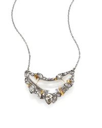 Alexis Bittar | Metallic Lucite & Crystal Jagged Crescent Pendant Necklace | Lyst