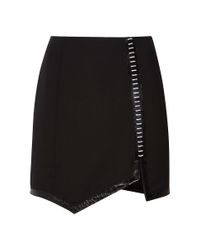 Mugler | Black Embossed Wool Asymmetrical Mini Skirt | Lyst