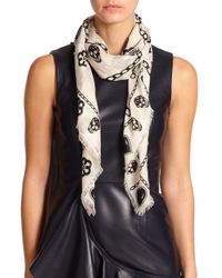 Alexander McQueen | White Charm Skull Silk & Modal Scarf | Lyst