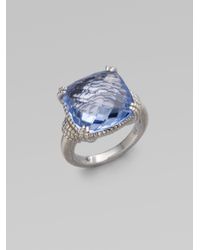 Judith Ripka | La Petite Blue Quartz & Sterling Silver Cushion Cocktail Ring | Lyst