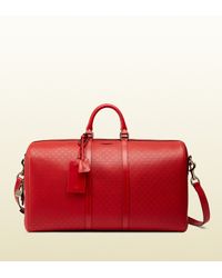 Lyst - Gucci Bright Diamante Leather Carry-on Duffle Bag in Red