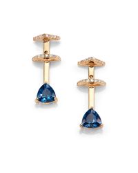 Phyne By Paige Novick | Marta London Blue Topaz, Diamond & 14k Yellow Gold Drop Earrings | Lyst