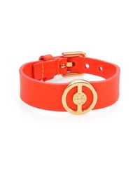 Tory Burch | Orange Deco Leather Logo Bracelet | Lyst