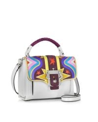 Paula Cademartori | White Dun Dun Intarsio Big Bang Ice Grey Leather And Suede Satchel | Lyst