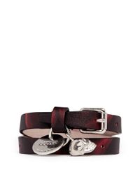 Alexander McQueen | Multicolor Double Wrap Camouflage Print Skull Charm Leather Bracelet | Lyst