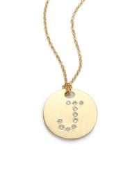 Roberto Coin | Metallic Tiny Treasures Diamond & 18k Yellow Gold Initial Pendant Necklace | Lyst