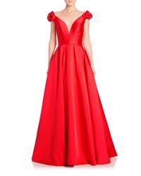 Jovani | Red Taffeta Floral-applique Ball Gown | Lyst