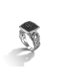 John Hardy | Black Small Cushion Woven Shank Ring | Lyst