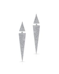 Anne Sisteron - 14k White Gold Diamond Double Triangle Earrings - Lyst