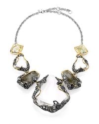 Alexis Bittar | Metallic Labradorite, White Quartz, Lucite & Crystal Vine Draped Pebble Bib Necklace | Lyst