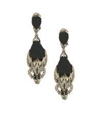 Givenchy | Black Crystal Skull Clip-on Drop Earrings | Lyst