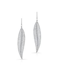 Anne Sisteron - Metallic 14kt White Gold Diamond Feather Earrings - Lyst