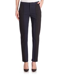 VINCE | Black Stretch Wool Colorblock Pants | Lyst