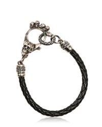 John Richmond | Metallic Skulls Braided Leather Bracelet | Lyst