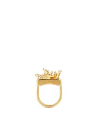 Alexander McQueen | Metallic Framed Poppy Crystal Brass Ring | Lyst