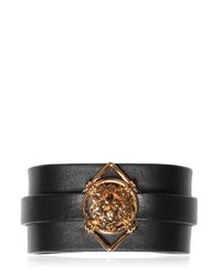 Versus | Black Lion Head Leather Cuff Bracelet for Men | Lyst