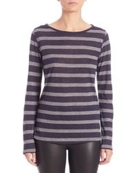 Saks Fifth Avenue | Purple Stripe Cotton-cashmere Long-sleeve Tee | Lyst