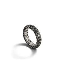 John Hardy | Band Ring With Black Oxidation With Real Chain for Men | Lyst