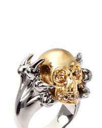 Alexander McQueen | Metallic Claw And Skull Ring | Lyst