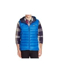 Lacoste | Blue Hooded Down Vest for Men | Lyst