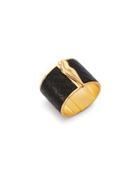 Diane von Furstenberg | Black Frankie Wide Hinged Bangle Bracelet | Lyst