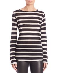 Saks Fifth Avenue | Black Stripe Cotton-cashmere Long-sleeve Tee | Lyst